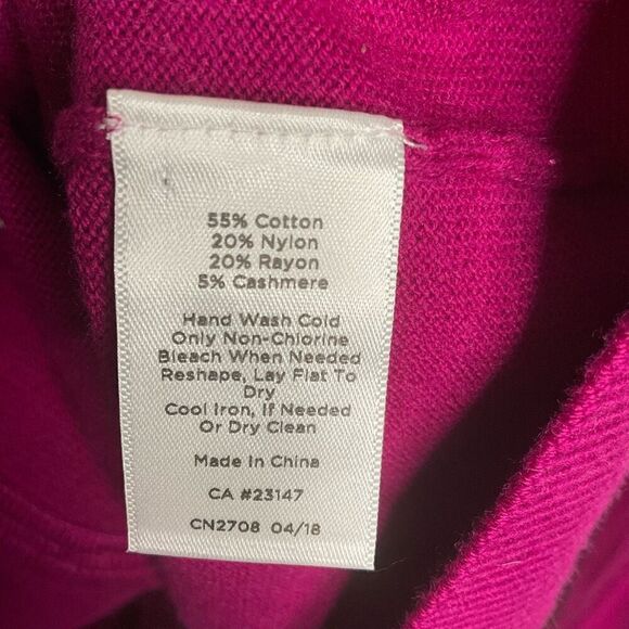 Talbots Cardigan Button Sweater Magenta Purple Raspberry Cashmere Touch size M - Picture 7 of 10